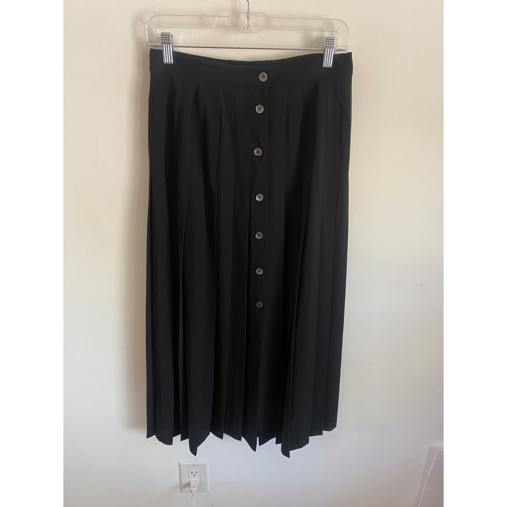 Doncaster Vintage Black Pleated Button Front Midi Skirt Womens Size‎ 8 Hong Kong